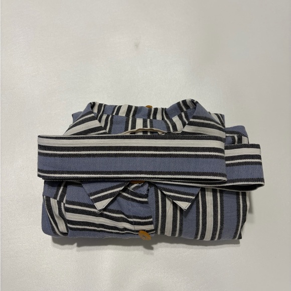 Soft Surroundings Standout Shirt Dress Blue Wmn’s M Belt Coastal Stripes - Picture 9 of 10